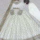 Embroidered Chinon Silk Gown Set