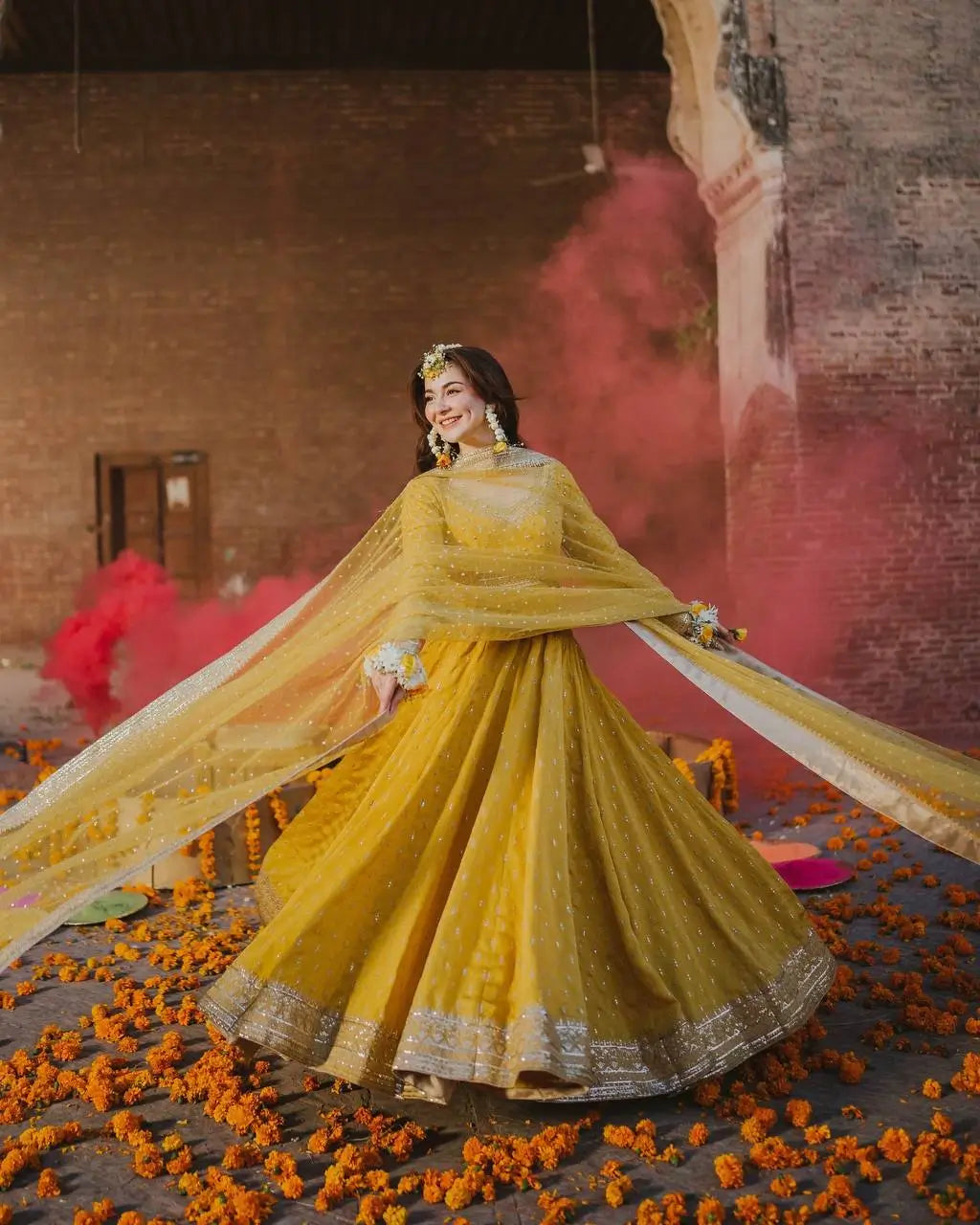 Embroidered Chinon Silk Gown Set