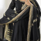 Embroidered Chinon Silk Gown Set