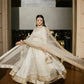 Embroidered Chinon Silk Gown Set