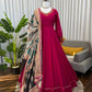 Embroidered Chinon Silk Gown Set with Dupatta