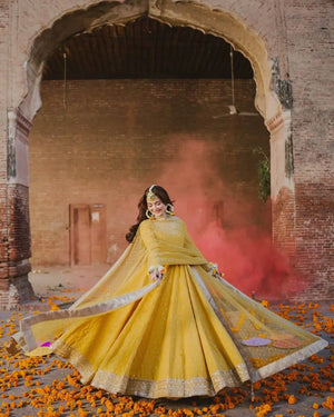 Embroidered Chinon Silk Gown Set