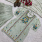 Embroidered Chinon Silk Kurti Dhoti Set with Dupatta – Festive Wear