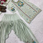 Embroidered Chinon Silk Kurti Dhoti Set with Dupatta – Festive Wear