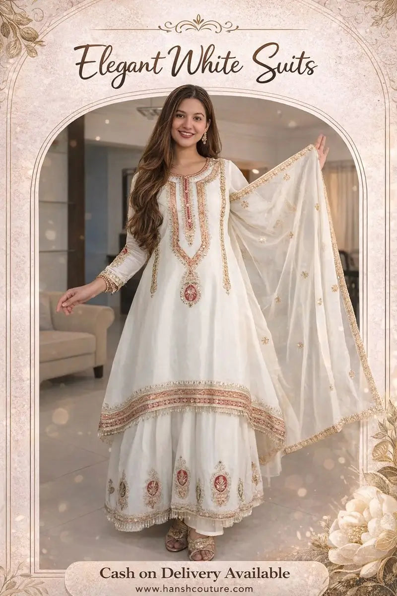 Embroidered Chinon Silk Kurti Palazzo Set with Dupatta