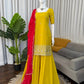 Embroidered Chinon Silk Kurti Plazzo Set for Festive and Wedding Wear