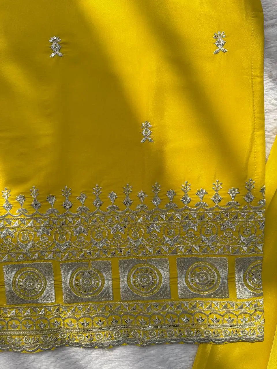 Embroidered Chinon Silk Kurti Plazzo Set for Festive and Wedding Wear