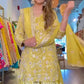 Embroidered Chinon Silk Kurti Plazzo Set for Festive and Wedding Wear