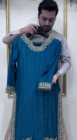 Embroidered Chinon Silk Lehenga Set