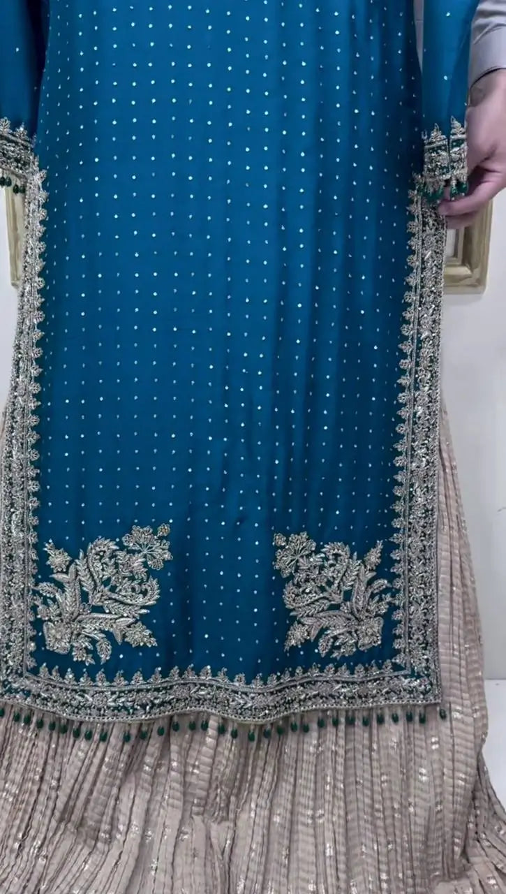 Embroidered Chinon Silk Lehenga Set
