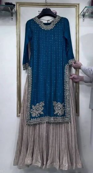 Embroidered Chinon Silk Lehenga Set