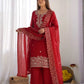 Embroidered Chinon Silk Palazzo Sharara Set