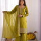 Embroidered Chinon Silk Palazzo Sharara Set