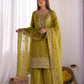 Embroidered Chinon Silk Palazzo Sharara Set
