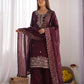 Embroidered Chinon Silk Palazzo Sharara Set
