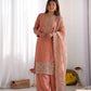 Embroidered Chinon Silk Palazzo Sharara Set