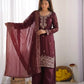 Embroidered Chinon Silk Palazzo Sharara Set