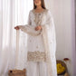 Embroidered Chinon Silk Palazzo Sharara Set