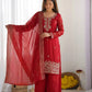 Embroidered Chinon Silk Palazzo Sharara Set