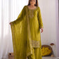 Embroidered Chinon Silk Palazzo Sharara Set