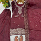 Embroidered Chinon Silk Palazzo Sharara Set