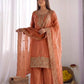 Embroidered Chinon Silk Palazzo Sharara Set
