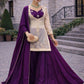 Embroidered Chinon Silk Palazzo Suit Set