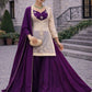 Embroidered Chinon Silk Palazzo Suit Set