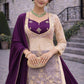 Embroidered Chinon Silk Palazzo Suit Set