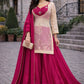 Embroidered Chinon Silk Palazzo Suit Set