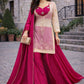 Embroidered Chinon Silk Palazzo Suit Set