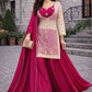Embroidered Chinon Silk Palazzo Suit Set