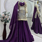 Embroidered Chinon Silk Palazzo Suit Set