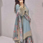 Embroidered Chinon Silk Palazzo Suit Set