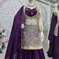 Embroidered Chinon Silk Palazzo Suit Set