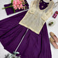 Embroidered Chinon Silk Palazzo Suit Set