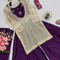 Embroidered Chinon Silk Palazzo Suit Set