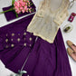 Embroidered Chinon Silk Palazzo Suit Set