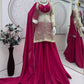 Embroidered Chinon Silk Palazzo Suit Set