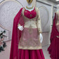 Embroidered Chinon Silk Palazzo Suit Set