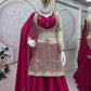 Embroidered Chinon Silk Palazzo Suit Set