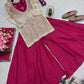 Embroidered Chinon Silk Palazzo Suit Set