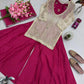 Embroidered Chinon Silk Palazzo Suit Set