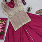 Embroidered Chinon Silk Palazzo Suit Set