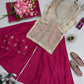 Embroidered Chinon Silk Palazzo Suit Set