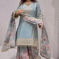Embroidered Chinon Silk Palazzo Suit Set
