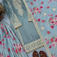 Embroidered Chinon Silk Palazzo Suit Set