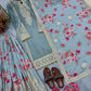 Embroidered Chinon Silk Palazzo Suit Set