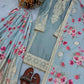 Embroidered Chinon Silk Palazzo Suit Set