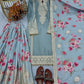 Embroidered Chinon Silk Palazzo Suit Set